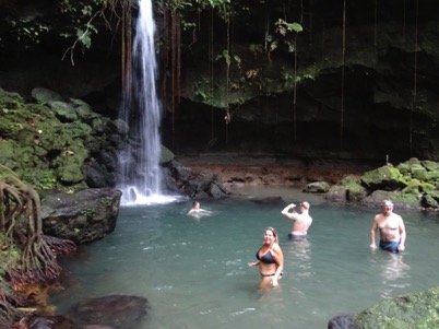 Enjoying a dip in Emerald Pool Dominica